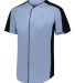 Augusta Sportswear 1655 Full Button Baseball Jerse in Blue grey/ black side view