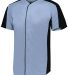 Augusta Sportswear 1656 Youth Full Button Baseball in Blue grey/ black front view