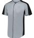 Augusta Sportswear 1656 Youth Full Button Baseball in Blue grey/ black side view