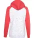 J America 8679 Women’s Mélange Fleece Colorbloc White/ Red back view