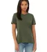 Bella + Canvas 6400 Womens Relaxed Short Cotton Je in Military green front view