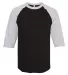 Alstyle 1334 Adult Baseball Tee Black/ Athletic Heather front view