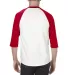 Alstyle 1334 Adult Baseball Tee White/ Red back view