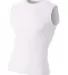 A4 Apparel  Youth Sleeveless Compression Muscle T- WHITE front view
