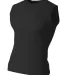 A4 Apparel  Youth Sleeveless Compression Muscle T- BLACK front view