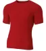 A4 NB3130 - Youth Short Sleeve Compression Crew SCARLET front view