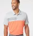 Adidas Golf Clothing A508 Heathered Colorblock 3-S Grey Two Heather/ Hi-Res Coral Heather front view
