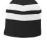 Port & Company C922    Fleece-Lined Striped Beanie Black/White front view