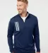 Adidas Golf Clothing A482 3-Stripes Double Knit Qu Team Navy Blue/ Grey Two front view