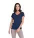 Delta Apparel 56535S Princess V-Neck Tee in Deep navy front view