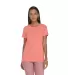 Delta Apparel P513C   Lds Band Crew CVC in Coral heather front view