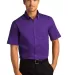 Port Authority W809 Short Sleeve SuperPro React Tw in Purple front view