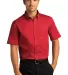 Port Authority W809 Short Sleeve SuperPro React Tw in Richred front view