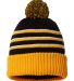 Richardson Hats 134 Stripe Pom Cuffed Beanie Black/ Gold/ White front view