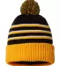 Richardson Hats 134 Stripe Pom Cuffed Beanie Black/ Gold/ White front view