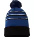 Richardson Hats 134 Stripe Pom Cuffed Beanie Royal/ Black/ White front view