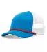Richardson Hats 213 Low Pro Foamie Trucker Cap Cyan/ White/ Red side view