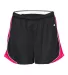 Badger Sportswear 4118 Women's B-Core Pacer Shorts Black/ White/ Hot Pink front view