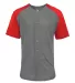 Badger Sportswear 4950 Triblend Full Button T-Shir Graphite/ Red front view