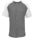 Badger Sportswear 4950 Triblend Full Button T-Shir Graphite/ White front view