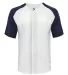 Badger Sportswear 4950 Triblend Full Button T-Shir White/ Navy front view