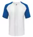 Badger Sportswear 4950 Triblend Full Button T-Shir White/ Royal front view