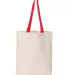 Q-Tees Q4400 11L Canvas Tote with Contrast-Color H in Natural/ red back view
