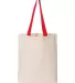 Q-Tees Q4400 11L Canvas Tote with Contrast-Color H in Natural/ red front view