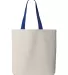 Q-Tees Q4400 11L Canvas Tote with Contrast-Color H in Natural/ royal back view