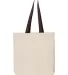 Q-Tees Q4400 11L Canvas Tote with Contrast-Color H in Natural/ chocolate back view