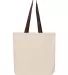 Q-Tees Q4400 11L Canvas Tote with Contrast-Color H in Natural/ chocolate front view