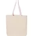 Q-Tees Q4400 11L Canvas Tote with Contrast-Color H in Natural/ light pink back view