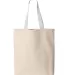 Q-Tees Q4400 11L Canvas Tote with Contrast-Color H in Natural/ white back view