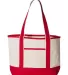 Q-Tees Q125800 20L Small Deluxe Tote Natural/ Red front view