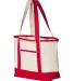 Q-Tees Q125800 20L Small Deluxe Tote Natural/ Red side view