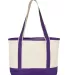 Q-Tees Q125800 20L Small Deluxe Tote Natural/ Purple back view