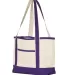 Q-Tees Q125800 20L Small Deluxe Tote Natural/ Purple side view