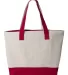 Q-Tees Q1300 19L Zippered Tote Natural/ Red back view