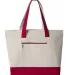 Q-Tees Q1300 19L Zippered Tote Natural/ Red front view