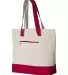 Q-Tees Q1300 19L Zippered Tote Natural/ Red side view