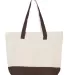 Q-Tees Q1300 19L Zippered Tote Natural/ Chocolate back view
