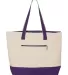 Q-Tees Q1300 19L Zippered Tote Natural/ Purple front view