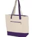 Q-Tees Q1300 19L Zippered Tote Natural/ Purple side view