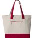 Q-Tees Q1300 19L Zippered Tote in Natural/ red