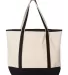 Q-Tees Q1500 34.6L Large Canvas Deluxe Tote Natural/ Black back view