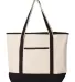 Q-Tees Q1500 34.6L Large Canvas Deluxe Tote Natural/ Black front view