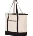 Q-Tees Q1500 34.6L Large Canvas Deluxe Tote Natural/ Black side view