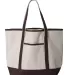 Q-Tees Q1500 34.6L Large Canvas Deluxe Tote Natural/ Chocolate front view