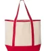 Q-Tees Q1500 34.6L Large Canvas Deluxe Tote Natural/ Red back view