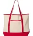 Q-Tees Q1500 34.6L Large Canvas Deluxe Tote Natural/ Red front view